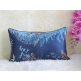 World Menagerie Szymanski Embroidered Lumbar Pillow Cover Satin/Velvet in Blue, Size 12.0 H x 20.0 W x 1.0 D in | Wayfair