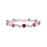 Sofia B Women's Bracelets Red - Lab-Created Ruby & Diamond Heart Bracelet