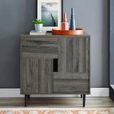 Ivy Bronx Glenni 2 Door Square Accent Cabinet Wood/Metal in Red/Gray/Brown, Size 31.0 H x 30.0 W x 16.0 D in | Wayfair