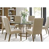 Lexington Shadow Play Rendezvous 7 - Piece Dining Set Glass/Metal/Upholstered Chairs in Brown/Gray, Size 30.0 H in | Wayfair