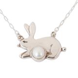 Glowing Rabbit,'Cultured Pearl Rabbit Pendant Necklace from Mexico'