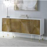Everly Quinn Eisenhauer 64" Wide Buffet Table Wood in Brown/White/Yellow, Size 31.0 H x 64.0 W x 18.0 D in | Wayfair