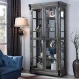17 Stories Stafford Lighted Curio Cabinet Wood in Brown/Gray, Size 80.0 H x 42.0 W x 18.0 D in | Wayfair JL40 Curio