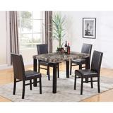 Lark Manor™ Kabir 4 - Person Dining Set Wood/Upholstered Chairs in Black/Brown, Size 30.0 H in | Wayfair CD037 5 Pcs Dinette Set