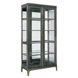 17 Stories Antwana Lighted Curio Cabinet Wood in Brown/Gray/Yellow, Size 82.0 H x 40.0 W x 18.0 D in | Wayfair 3649431B43904C79BF2D0178C4444E5E