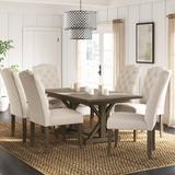 Laurel Foundry Modern Farmhouse® Hanchett 6 - Person Counter Height Dining Set Wood/Upholstered Chairs in Brown, Size 30.0 H in | Wayfair