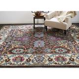 Alcott Hill® Tristian Hand-Knotted Wool/Cotton Blue/Ivory/Red Area Rug Wool in Blue/Red/White, Size 66.0 W x 0.19 D in | Wayfair