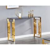 Orren Ellis Kolby 47.5" Console Table Glass in Yellow, Size 30.5 H x 47.5 W x 15.5 D in | Wayfair E28 Gold Sofa Table