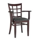 August Grove® Harner Solid Wood Windsor Back ArmChair Wood/Upholstered/Fabric in Brown/White, Size 35.0 H x 22.0 W x 18.0 D in | Wayfair