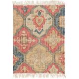 Blue/Brown/Red Area Rug - Dash and Albert Rugs Pali Floral Hand-Braided Blue/Yellow/Red Area Rug Polyester/Cotton/Jute & Sisal in Blue/Brown/Red