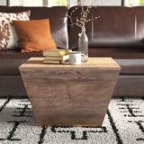 Foundstone™ Rafael Solid Wood Pedestal Coffee Table Wood/Metal in Brown/Yellow, Size 18.5 H x 28.0 W x 28.0 D in | Wayfair
