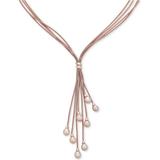 Cultured Freshwater Pearl (6-1/2 Mm) Multi-strand 18" Lariat Necklace In 14k Rose Gold-plated Sterling Silver - Metallic - Macy's Necklaces