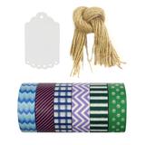Wrapables Washi Tape - Blue & Green Washi Tape & Gift Tag Set