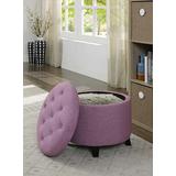 Designs4Comfort Round Ottoman in Lilac Faux Linen - Convenience Concepts 163060FLP