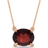 Garnet (3 Ct. T.w.) And Diamond Accent 17" Necklace In 10k Rose Gold - Red - Macy's Necklaces