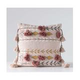 Hello Honey Throw Pillows Pink - Pink Tassel-Accent Embroidered Throw Pillow