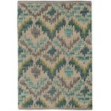 Gray/Green Area Rug - Dash and Albert Rugs Medina Ikat Handmade Handwoven Area Rug Polyester/Wool in Gray/Green, Size 60.0 W x 1.0 D in | Wayfair