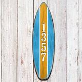 Designocracy Surfboard House Door Mailbox 4-Line Wall Mount Wood in Blue/Brown, Size 18.0 H x 5.0 W x 0.5 D in | Wayfair MA985223-18
