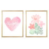 Outside In Art Studio Artistic Flower Garden w/ Personalized Heart, Paper Prints Paper in Pink, Size 14.0 H x 11.0 W x 0.0625 D in | Wayfair