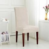 Latitude Run® Seersucker Jacquard Fabric Stretch Box Cushion Dining Chair Slipcover Polyester in Gray, Size 17.0 W in | Wayfair