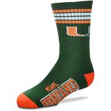 Youth For Bare Feet Miami Hurricanes 4-Stripe Deuce Quarter-Length Socks
