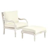 Ceylon Whitewash Lounge Chair & Ottoman 3-Piece Replacement Cushion Set Canvas Kiwi Sunbrella - Ballard Designs