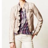 Anthropologie Jackets & Coats | Anthropologie Blush Distressed Ruffle Jacket | Color: Cream/Pink | Size: M
