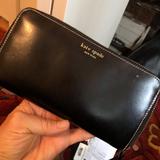 Kate Spade Accessories | Black Leather Zip Around Kate Spade Wallet | Color: Black/Gold | Size: Os
