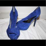 Jessica Simpson Shoes | 4.5 Bright Blue Suede Heels | Color: Blue | Size: 8
