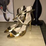 Nine West Shoes | Gold Stiletto Sandal | Color: Gold | Size: 8.5