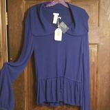Anthropologie Sweaters | Anthropologie Tulle Luscious Blue Thin Sweater.Nwt | Color: Blue/Red | Size: Xl