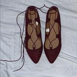 American Eagle Outfitters Shoes | American Eagle Outfitters Maroon Lace Up Flats | Color: Black | Size: 7