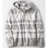 American Eagle Outfitters Sweaters | American Eagle Men's Henry Hoodie Stripe Cotton S | Color: Gray/White | Size: S