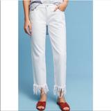 Anthropologie Jeans | Anthropologie Pilcro Hyphen Fringe Hem Jeans 26 | Color: White | Size: 26