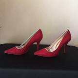Nine West Shoes | 9west Jackpot Red Suede High Heel Pump | Color: Red | Size: Various