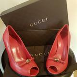 Gucci Shoes | Gucci Heels In Red | Color: Brown/Red | Size: 7.5