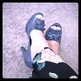 Nine West Shoes | Gray Peep-Toe Platforms | Color: Gray | Size: 8.5