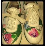 Kate Spade Shoes | *Pre Loved* Kate Spade Floral Lace Up Sneakers | Color: Green/White | Size: 8 12-9