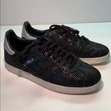 Adidas Shoes | Adidas Gazelles In Black Suede With Silver Dots | Color: Black/Silver | Size: 7