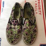 Vans Shoes | 3$25 Vans Floral Slip Ons Size 5 | Color: Black/Green/Pink/White | Size: 5