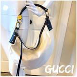 Gucci Bags | Authentic Gucci Canvas Half Moon Hobo | Color: Black/Tan | Size: Height 12 Width 17 See Pics