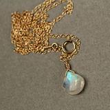 Anthropologie Jewelry | 14k Gold Moonstone Necklace | Color: Blue/Gold | Size: Os