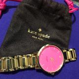 Kate Spade Jewelry | Kate Space Pink Face Gold Tone Watch | Color: Gold/Pink | Size: Os