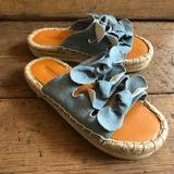 American Eagle Outfitters Shoes | American Eagle Denim Triple Knot Flat Form Sandals | Color: Blue/Tan | Size: 7