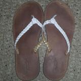 American Eagle Outfitters Shoes | American Eagle Flip Flops | Color: Gold/White | Size: 9