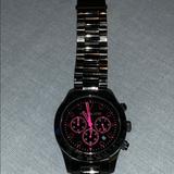Michael Kors Other | Michael Kors Watch Black With Pink Interior. | Color: Black/Pink | Size: Os