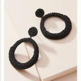 Anthropologie Jewelry | Anthropologie Anya Beaded Hoop Drop Earring | Color: Black | Size: Os