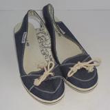 American Eagle Outfitters Shoes | Amercian Eagle Denim Slingback Wedges | Color: Blue/White | Size: 9.5