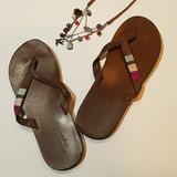 American Eagle Outfitters Shoes | Aeo Strand Embellished Sandals | Color: Brown/Purple | Size: 10