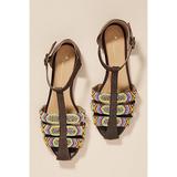 Anthropologie Shoes | Anthropologie Beaded City Flats | Color: Blue/Brown | Size: 9